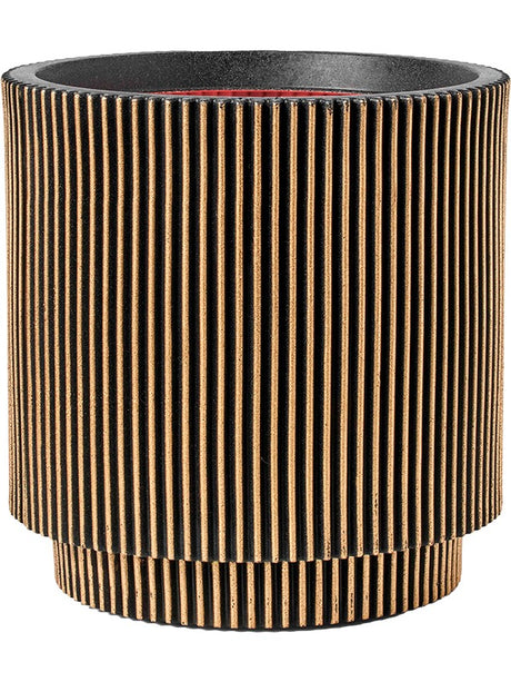 Capi Nature Groove Nl - Vase Cylinder Black Gold