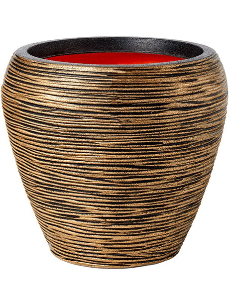 Capi Nature Rib Nl - Vase Taper Round Black Gold