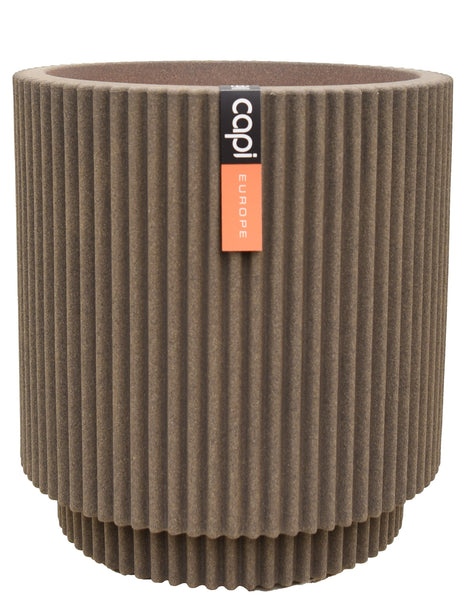 Capi Nature Groove Nl - Vase Cylinder Warm Taupe