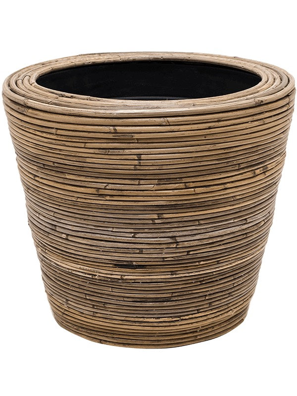 Drypot Rattan Stripe - Round Grey