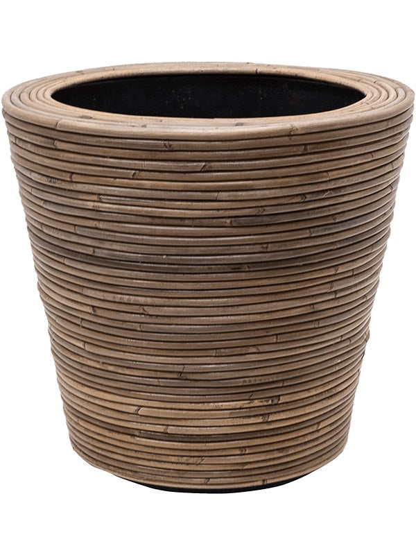 Drypot Rattan Stripe - Round Grey