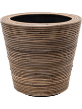 Drypot Rattan Stripe - Round Grey