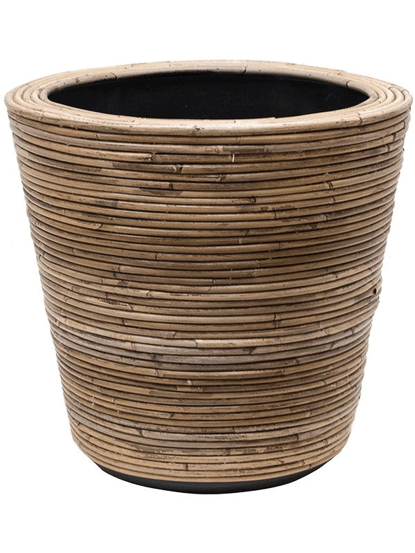 Drypot Rattan Stripe - Round Grey