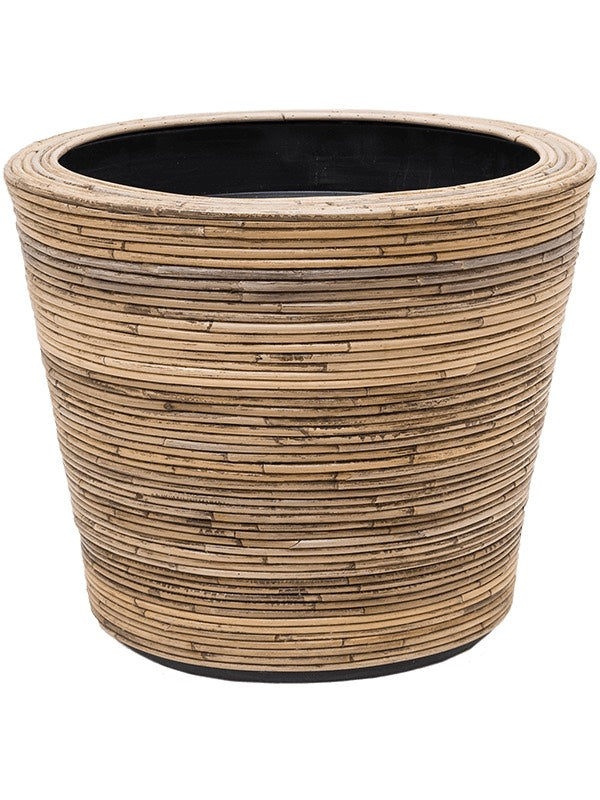 Drypot Rattan Stripe - Round Grey