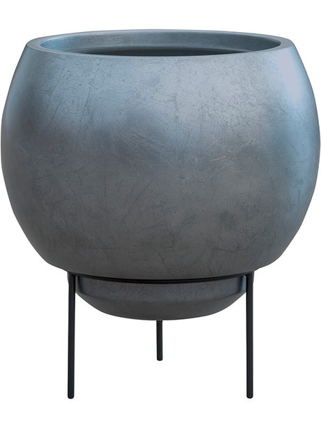 Baq Metallic Silver Leaf - Globe Elevated Matt Silver Blue (With Liner + Foot)